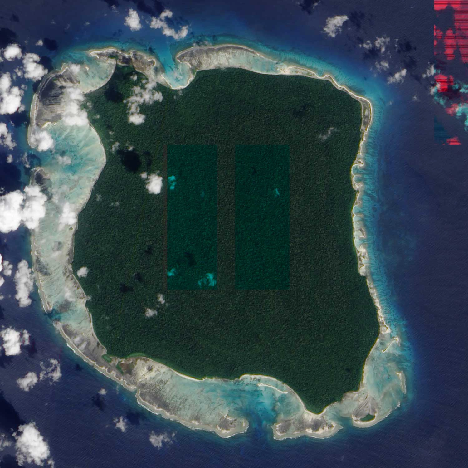 An aerial view of North Sentinel Island. An aerial view of North Sentinel Island.